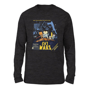Cat Wars - May The Cat Mint Be With You Men/Unisex Drop Shoulder Sweatshirt in Dark Grey Heather color